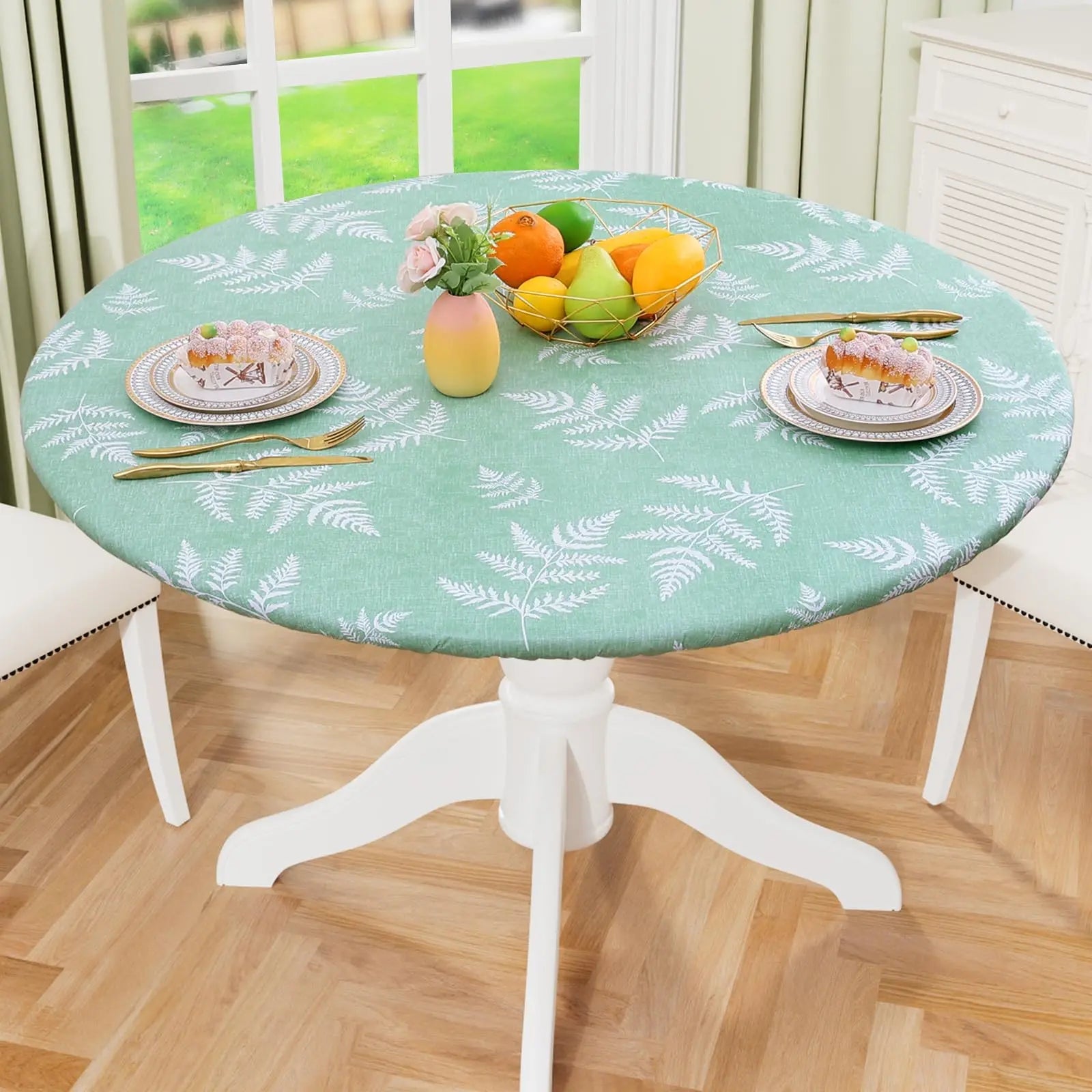 Olanly – nappe ronde élastique ajustée en flanelle, couverture de Table en vinyle imperméable et essuyable pour Table à manger et Camping Housse de France
