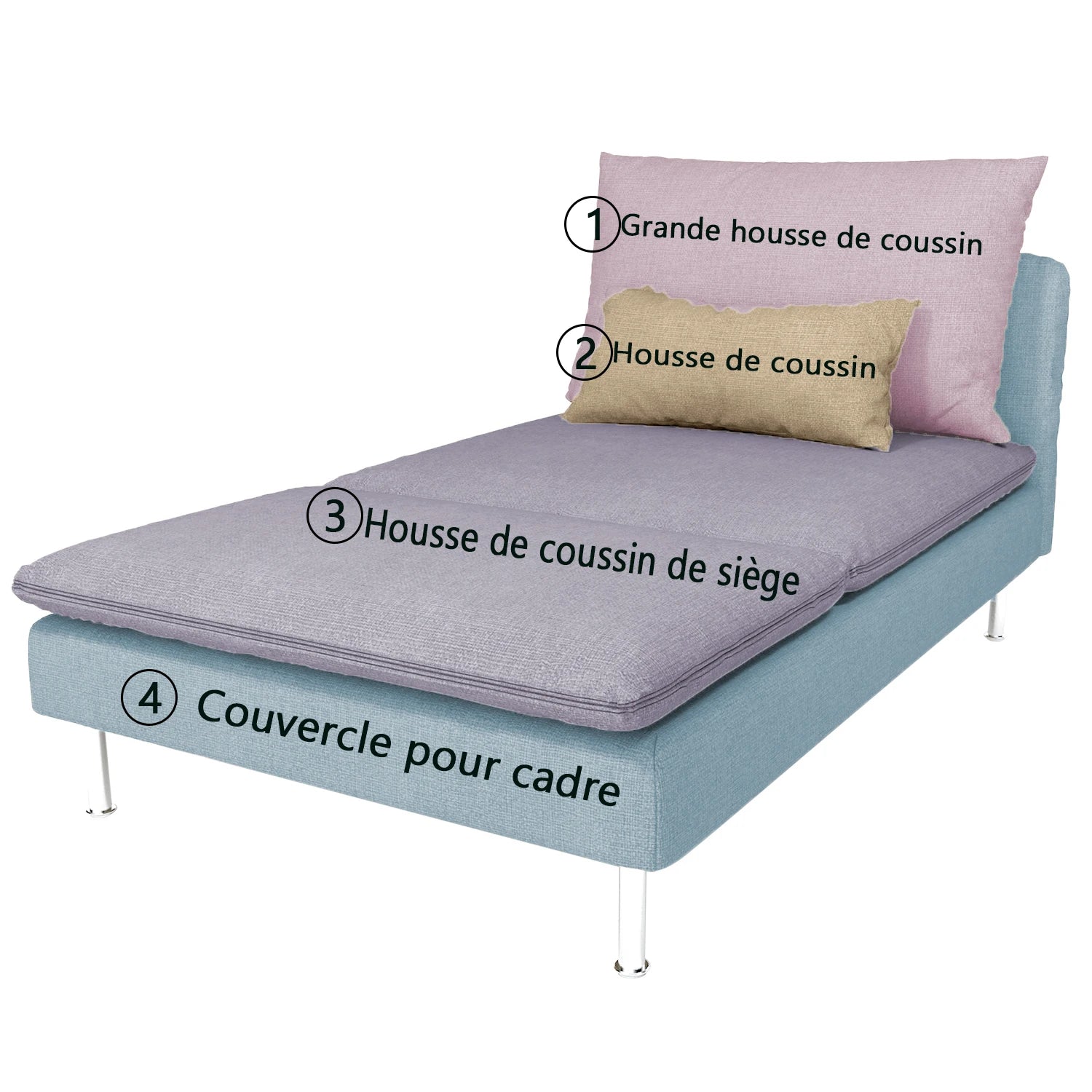 CRIUSJA Housse de canapé pour  ikea SÖDERHAMN Chaise Longue, housse de canapé pour 1 coussin, housses de canapé pour salon Housse de France