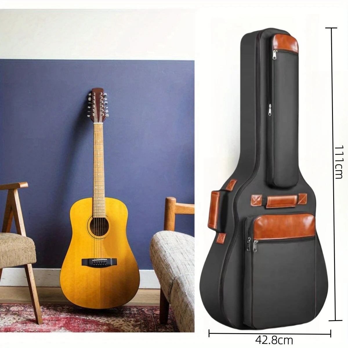 Ata WAYER-Sac à Dos Acoustique en Nylon Oxford, 41 Pouces, Épais, Étanche, Double Bretelles, Rembourré en Coton Housse de France