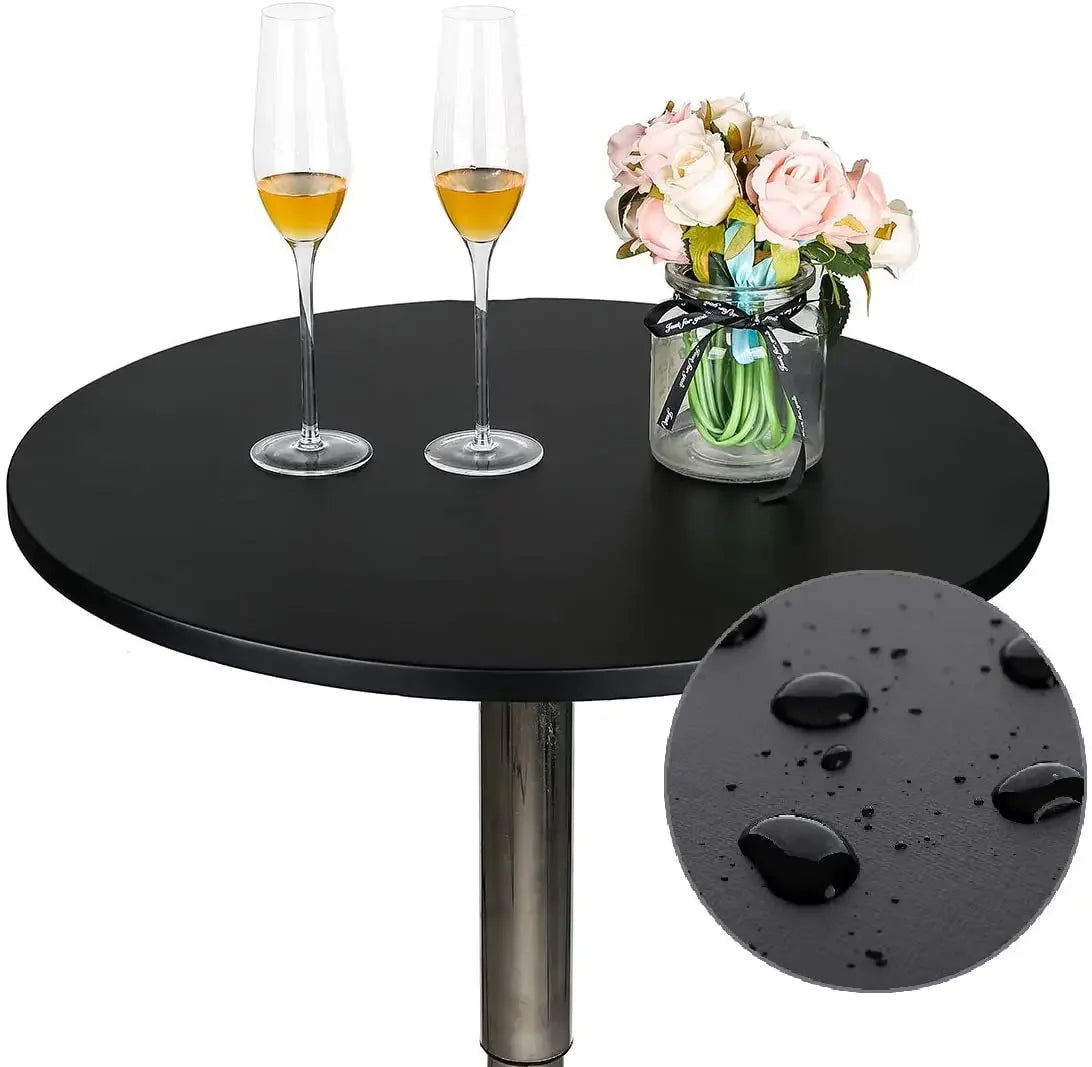 Couverture de Table ronde élastique, 1 pièce, tissu de protection, nappe en Polyester imperméable, couverture de Table ajustée pour restauration avec bords élastiques Housse de France