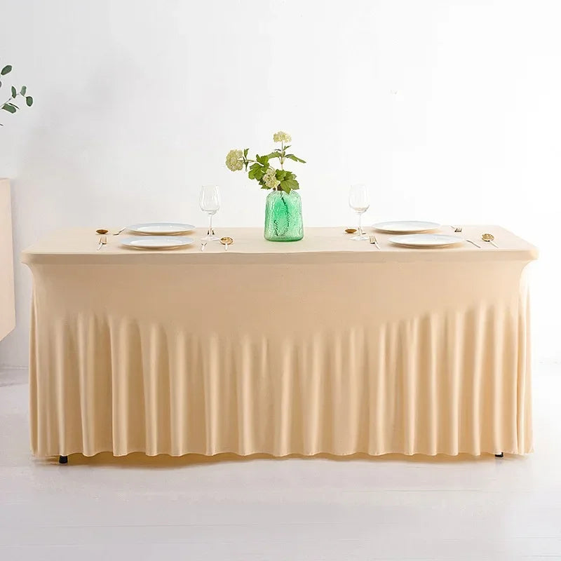 Jupes de Table rectangulaires en Spandex, couverture de Table ajustée de 6 pieds, tissu résistant aux rides pour décoration de fête d'anniversaire de mariage en hôtel Housse de France