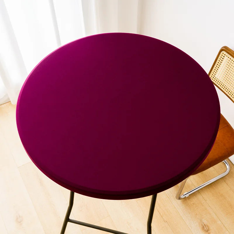 Nappe de Table ronde ajustée de couleur blanche, couverture de Table de Cocktail en Spandex, décoration de Table de Bar haut, extensible élastique résistant aux taches Housse de France