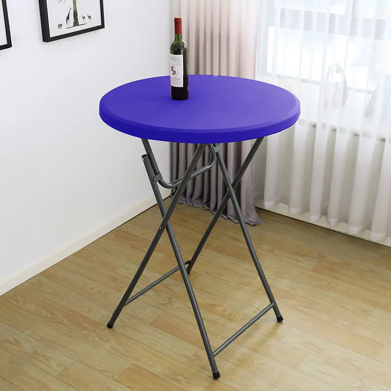 Nappe de Table ronde ajustée de couleur blanche, couverture de Table de Cocktail en Spandex, décoration de Table de Bar haut, extensible élastique résistant aux taches Housse de France