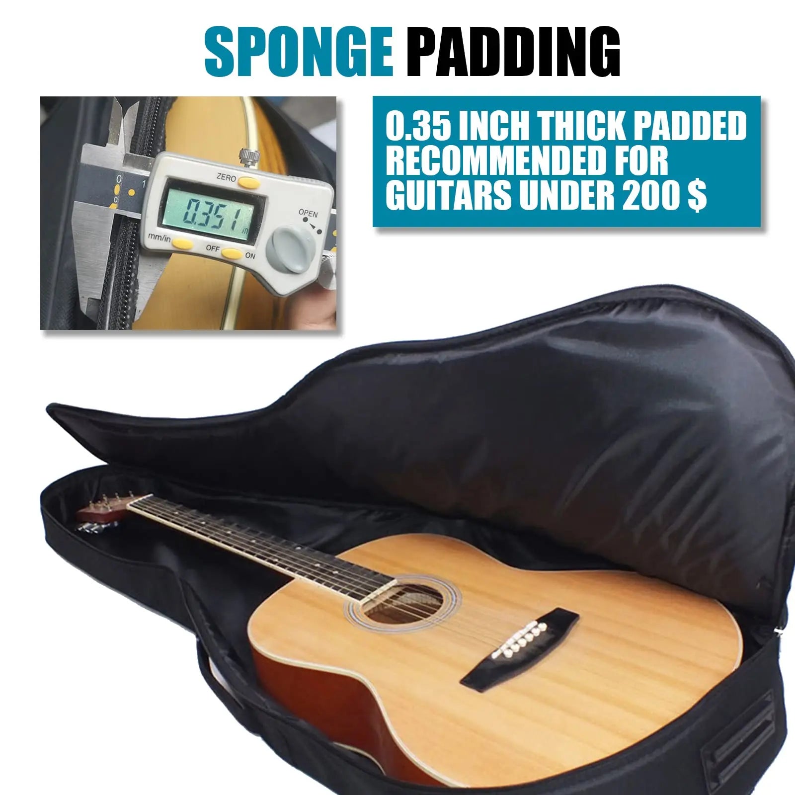 Sac pour guitare acoustique 36-41 pouces, rembourrage en éponge épaisse, résistant à l'eau, bandoulière réglable, étui pour guitare électrique, anti-poussière Housse de France