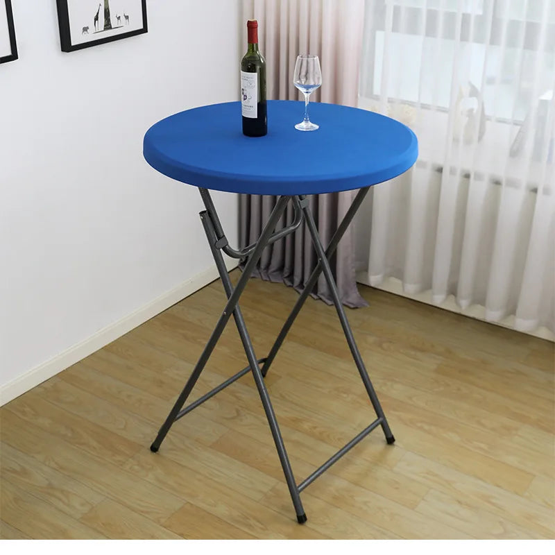 Nappe de Table ronde ajustée de couleur blanche, couverture de Table de Cocktail en Spandex, décoration de Table de Bar haut, extensible élastique résistant aux taches Housse de France