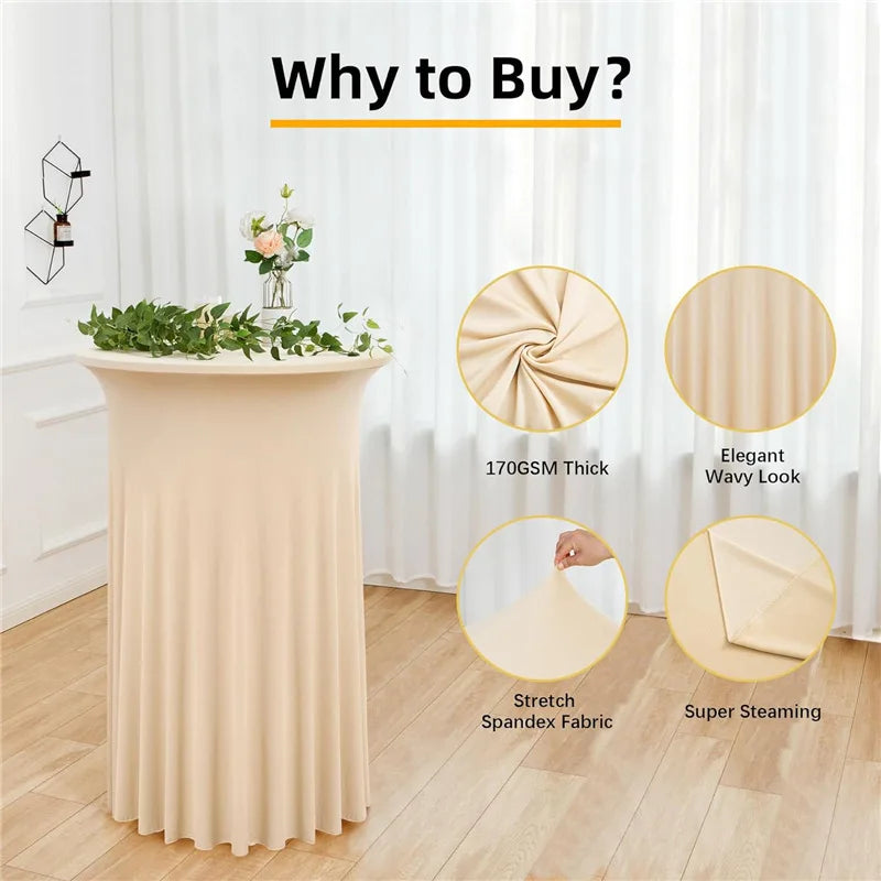 Jupe de Table extensible blanche, 1 pièce, couverture de Table pour hôtel, conférence, Cocktail, Bar, ronde, couleur unie, bordure croisée, décor de Banquet Housse de France