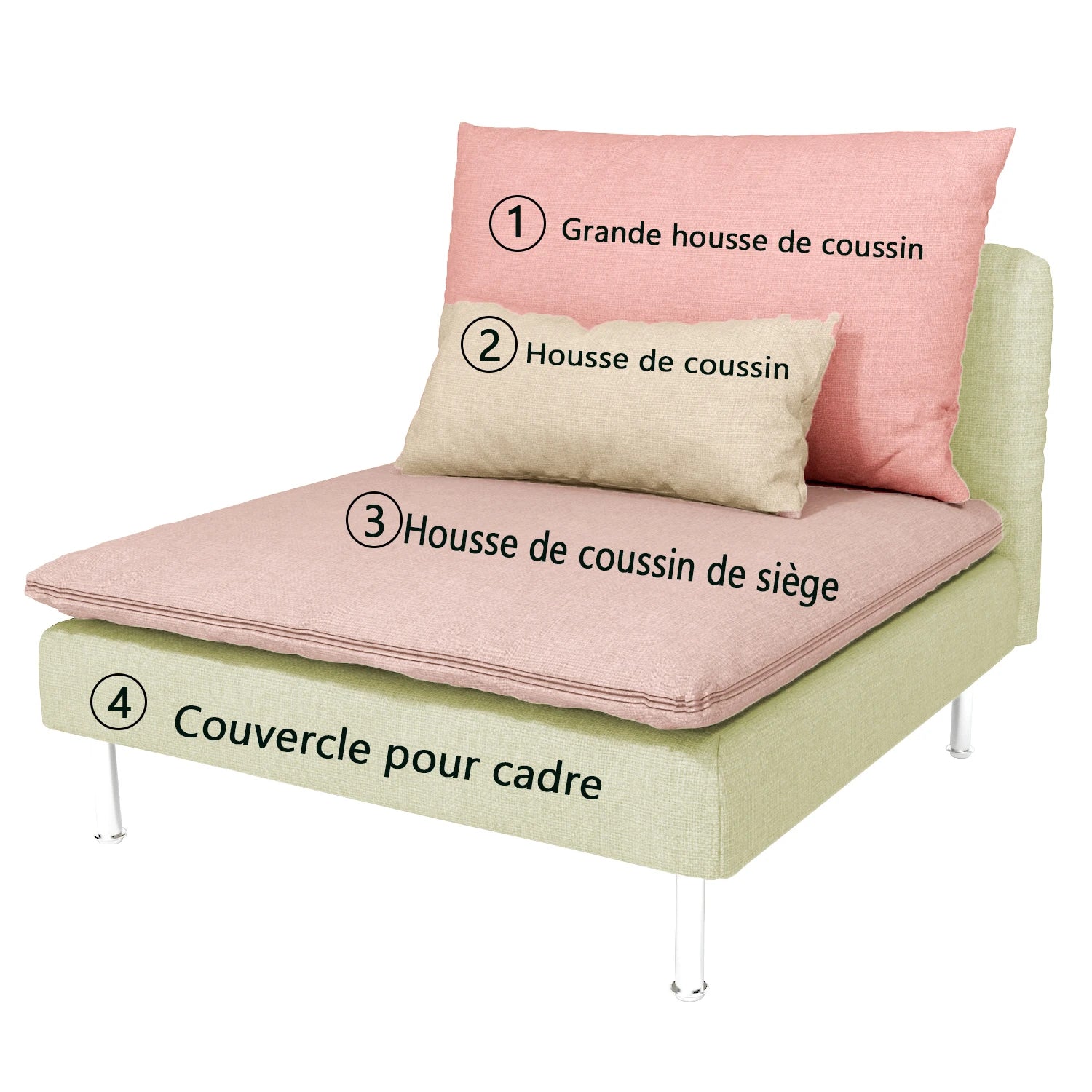 CRIUSJA Housse de canapé pour canapé 1 places IKEA SÖDERHAMN, housse de canapé pour 1 coussin, housses de canapé pour salon, housse de canapé Housse de France