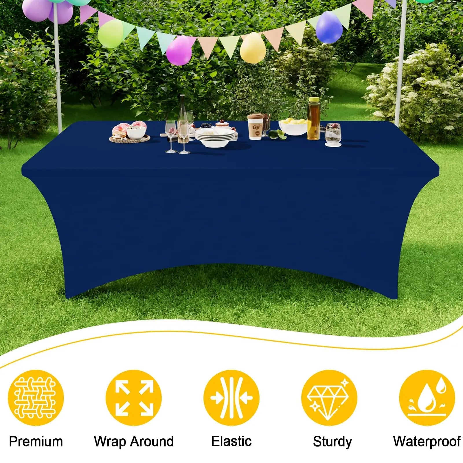 Olanly-Nappes élastiques lavables en machine, couvre-table en spandex, réutilisable, pour table d'extérieur, pour fêtes de mariage et de Noël Housse de France