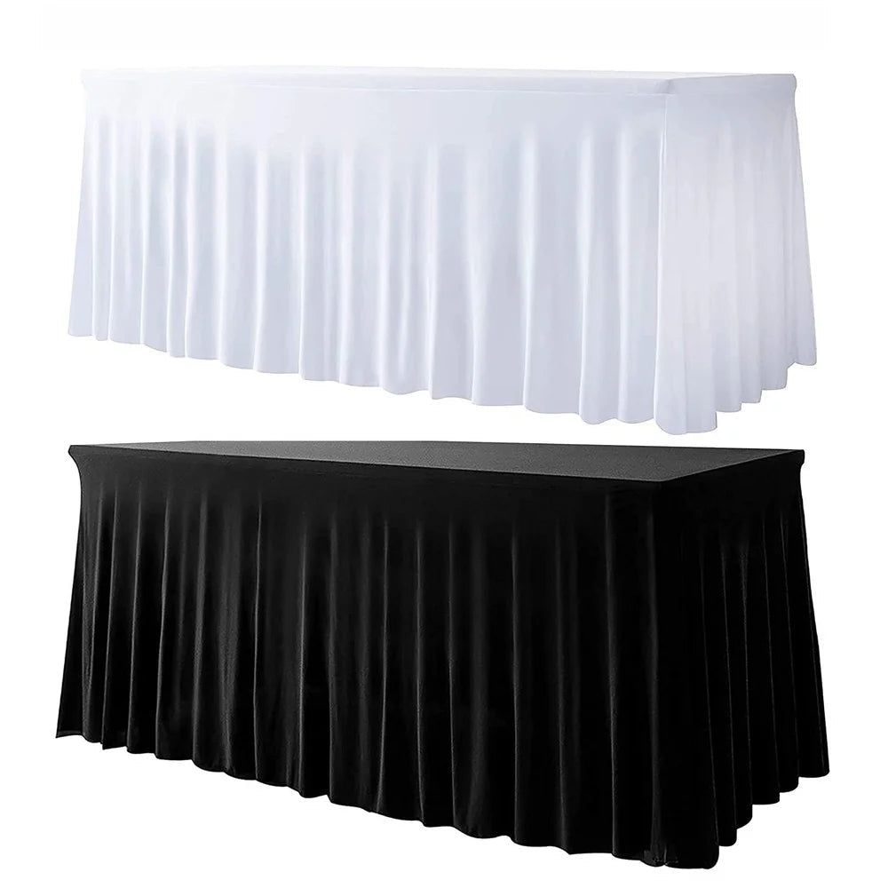 Jupes de Table rectangulaires en Spandex, couverture de Table ajustée de 6 pieds, tissu résistant aux rides pour décoration de fête d'anniversaire de mariage en hôtel Housse de France