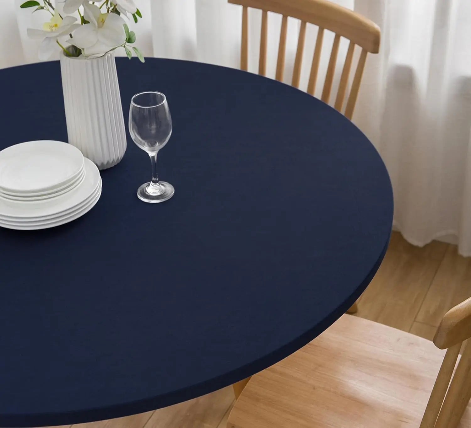Nappe de Table ronde ajustée de couleur blanche, couverture de Table de Cocktail en Spandex, décoration de Table de Bar haut, extensible élastique résistant aux taches Housse de France