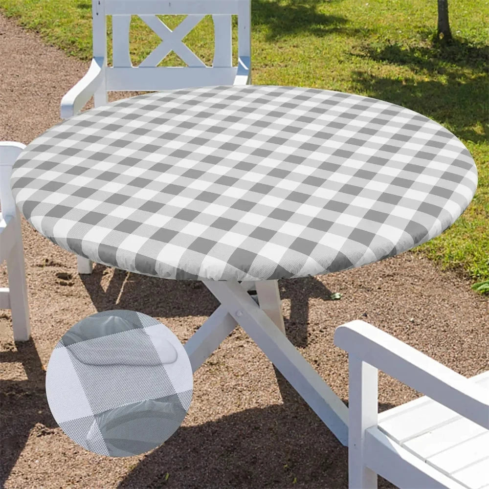 Kitinjoy-Nappe de Table Ronde Ajustée en Vinyle, Couverture artificiel astique Imperméable, Décoration de Maison, Pique-Nique, Camping, Plein Air Housse de France