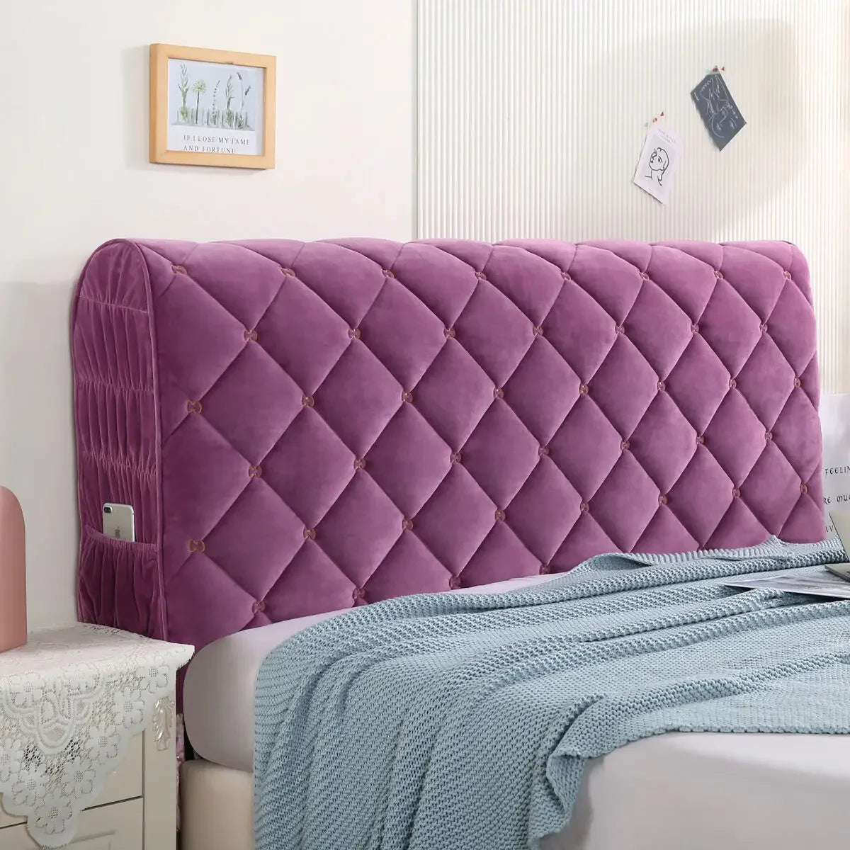 Housse Tête de Lit Velours Matelassé EMBREL élégant Housse de France