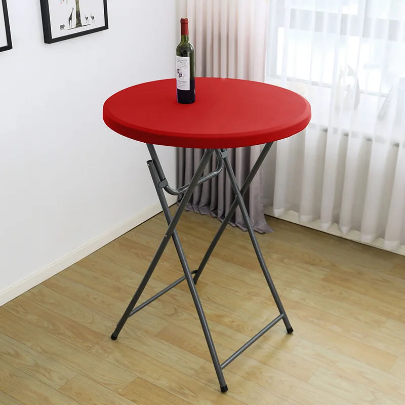 Nappe de Table ronde ajustée de couleur blanche, couverture de Table de Cocktail en Spandex, décoration de Table de Bar haut, extensible élastique résistant aux taches Housse de France