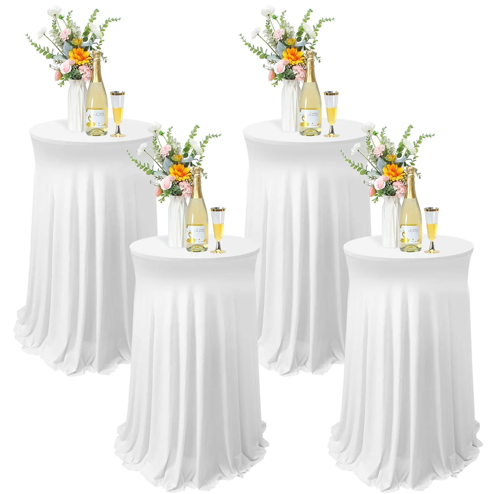 Jupe de Table extensible blanche, 1 pièce, couverture de Table pour hôtel, conférence, Cocktail, Bar, ronde, couleur unie, bordure croisée, décor de Banquet Housse de France