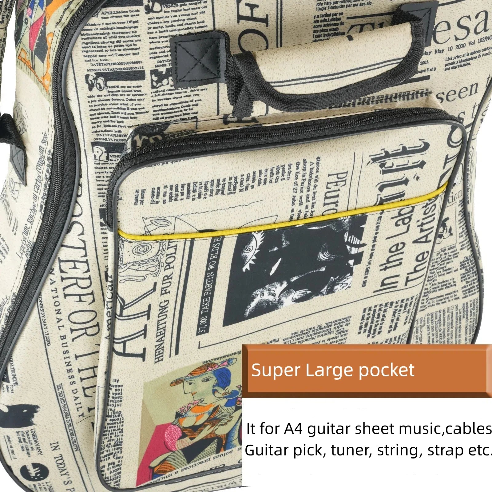 Sac de guitare rembourré épais en tissu Oxford 600D, Style journal, étui de transport pour guitare Folk classique acoustique GIG 40 "/41" Housse de France