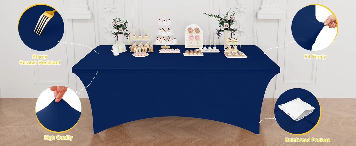 Olanly-Nappes élastiques lavables en machine, couvre-table en spandex, réutilisable, pour table d'extérieur, pour fêtes de mariage et de Noël Housse de France