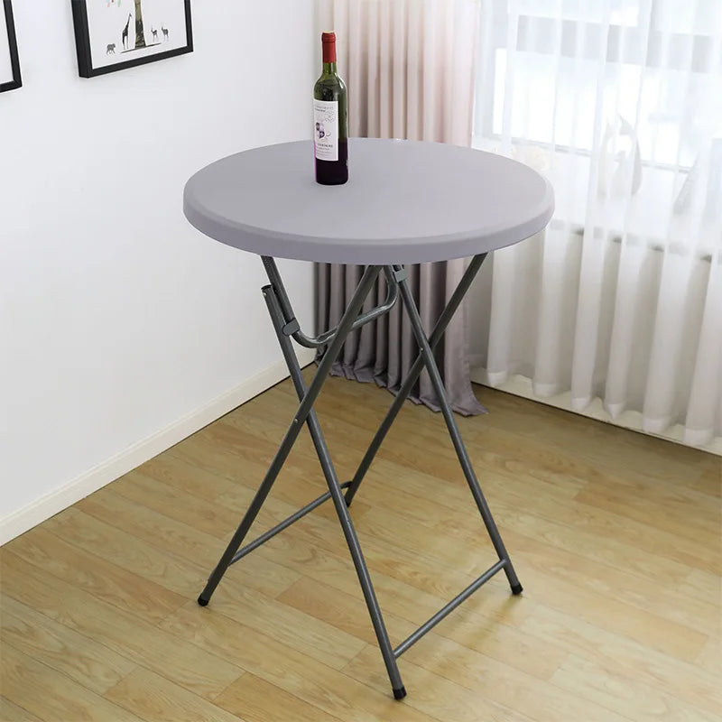 Nappe de Table ronde ajustée de couleur blanche, couverture de Table de Cocktail en Spandex, décoration de Table de Bar haut, extensible élastique résistant aux taches Housse de France