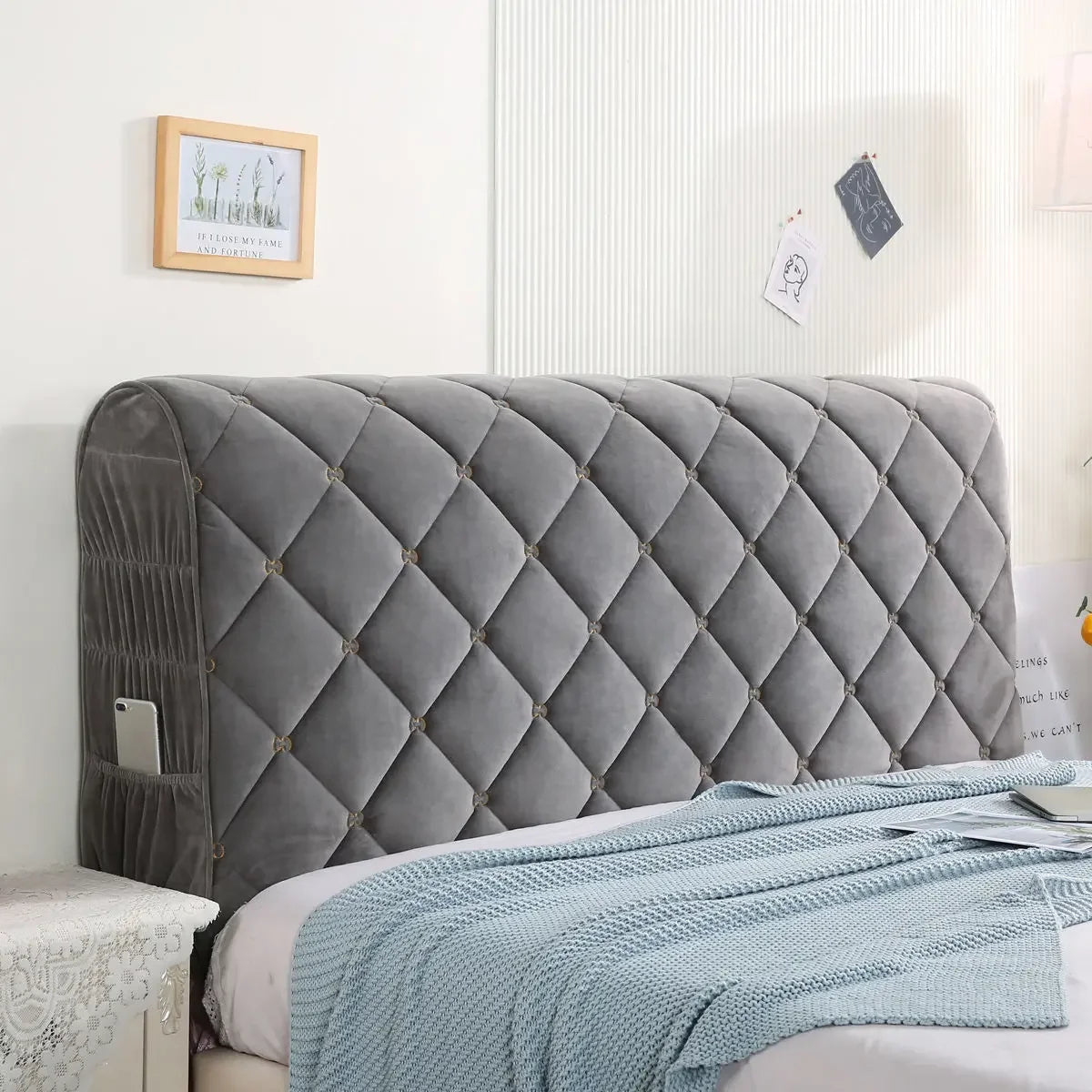 Housse Tête de Lit Velours Matelassé EMBREL élégant Housse de France
