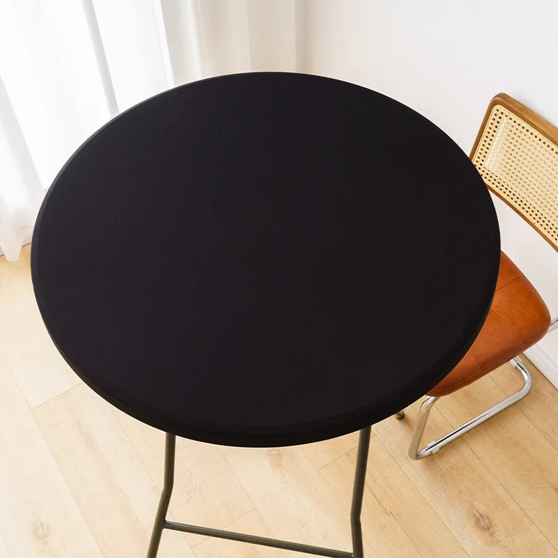 Nappe de Table ronde ajustée de couleur blanche, couverture de Table de Cocktail en Spandex, décoration de Table de Bar haut, extensible élastique résistant aux taches Housse de France