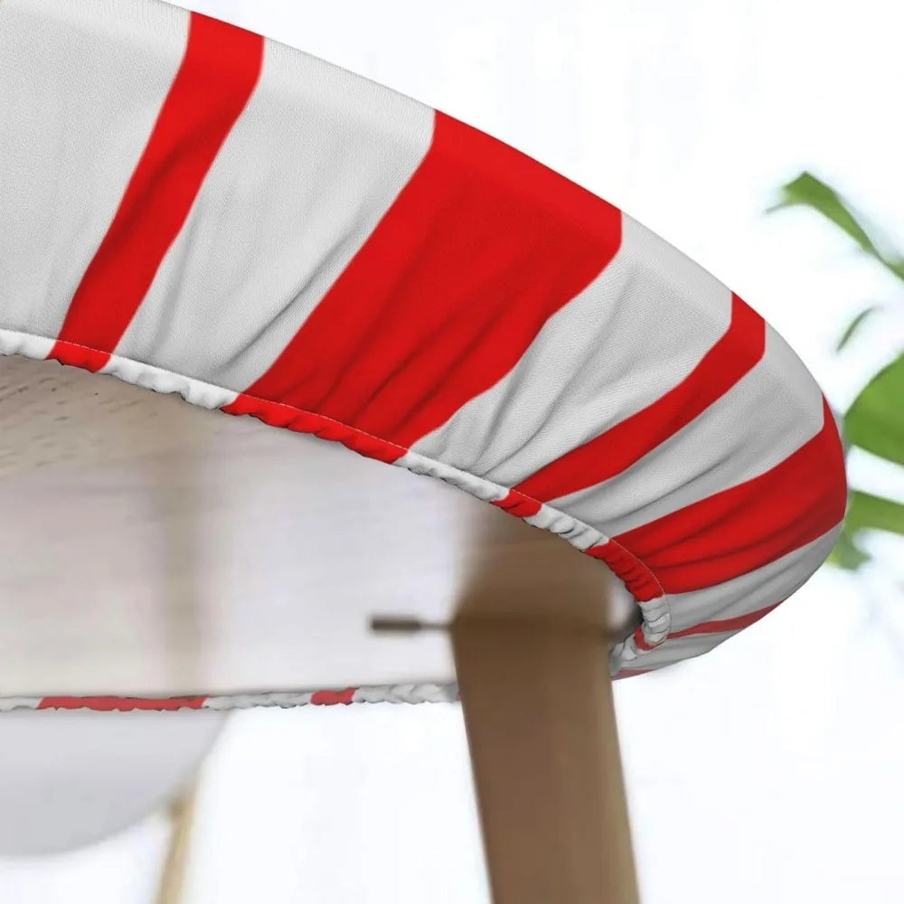 Nappe artificiel astique Ronde de Noël Rouge et Blanc, Menthe Poivrée, Bord Ajusté, Juste de Table, Convient à la Table, 40 "-44", Petit Diamètre Housse de France