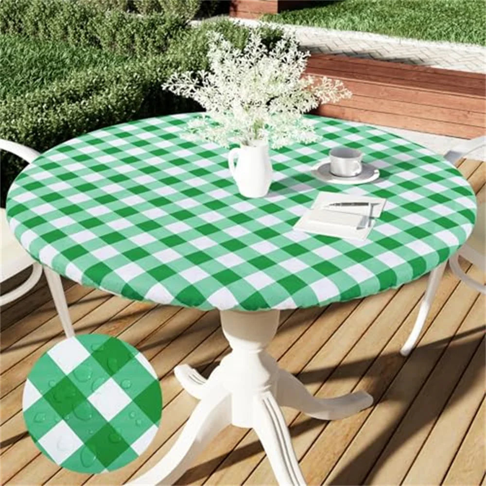 Kitinjoy-Nappe de Table Ronde Ajustée en Vinyle, Couverture artificiel astique Imperméable, Décoration de Maison, Pique-Nique, Camping, Plein Air Housse de France