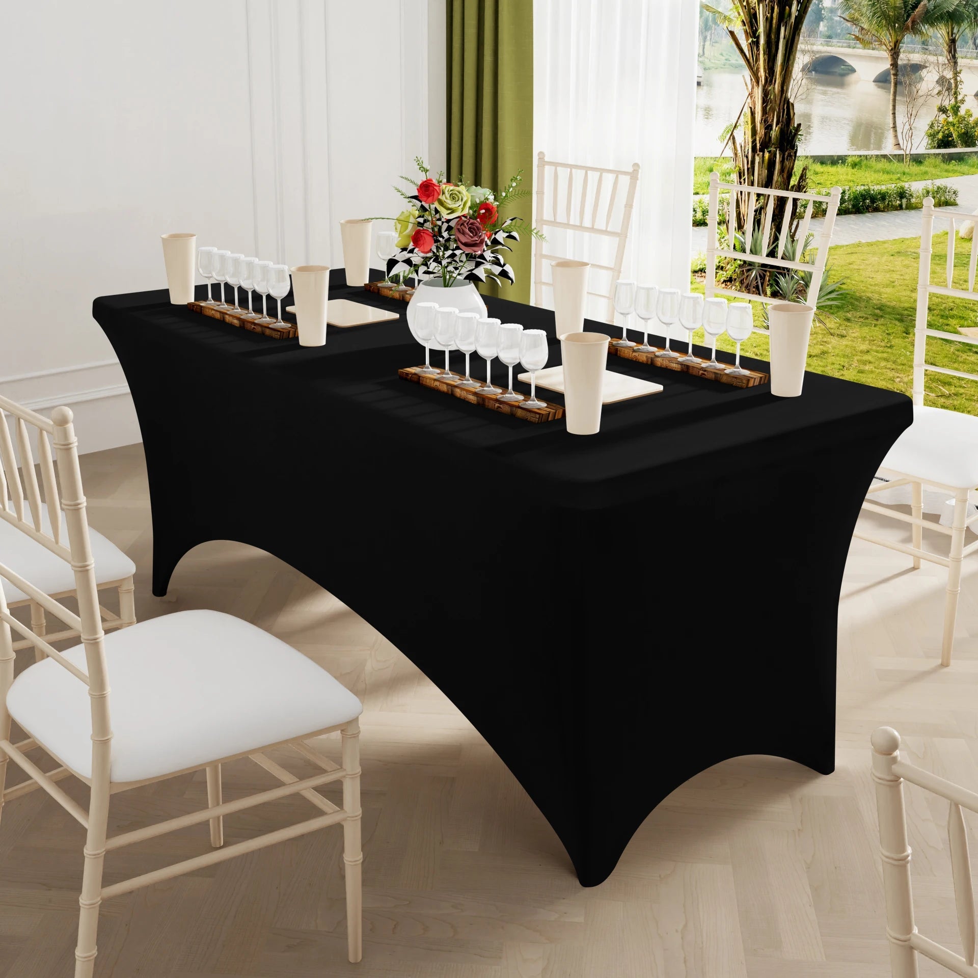 Olanly-Nappes élastiques lavables en machine, couvre-table en spandex, réutilisable, pour table d'extérieur, pour fêtes de mariage et de Noël Housse de France