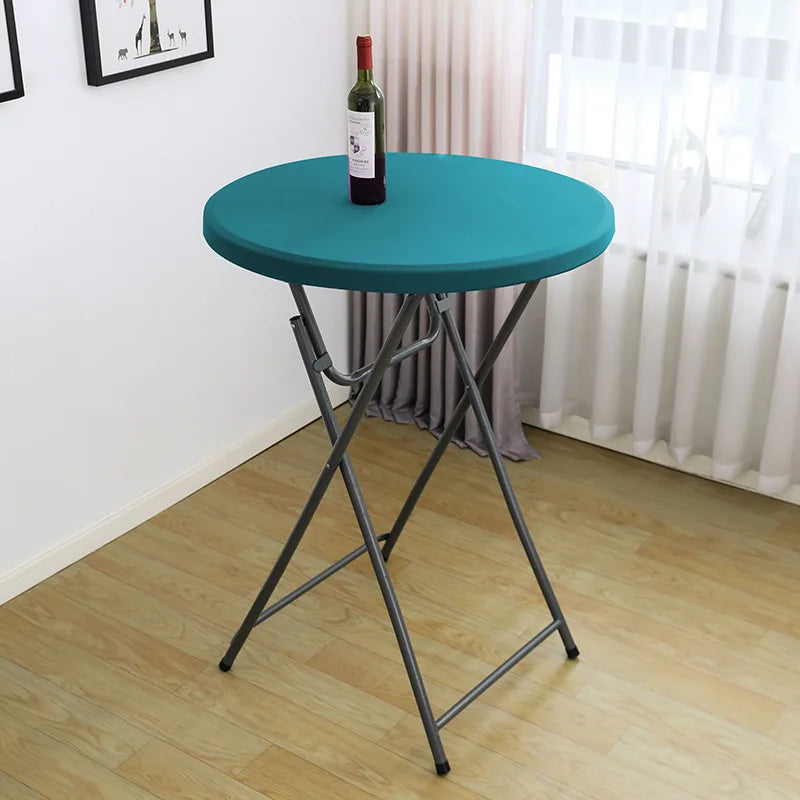 Nappe de Table ronde ajustée de couleur blanche, couverture de Table de Cocktail en Spandex, décoration de Table de Bar haut, extensible élastique résistant aux taches Housse de France
