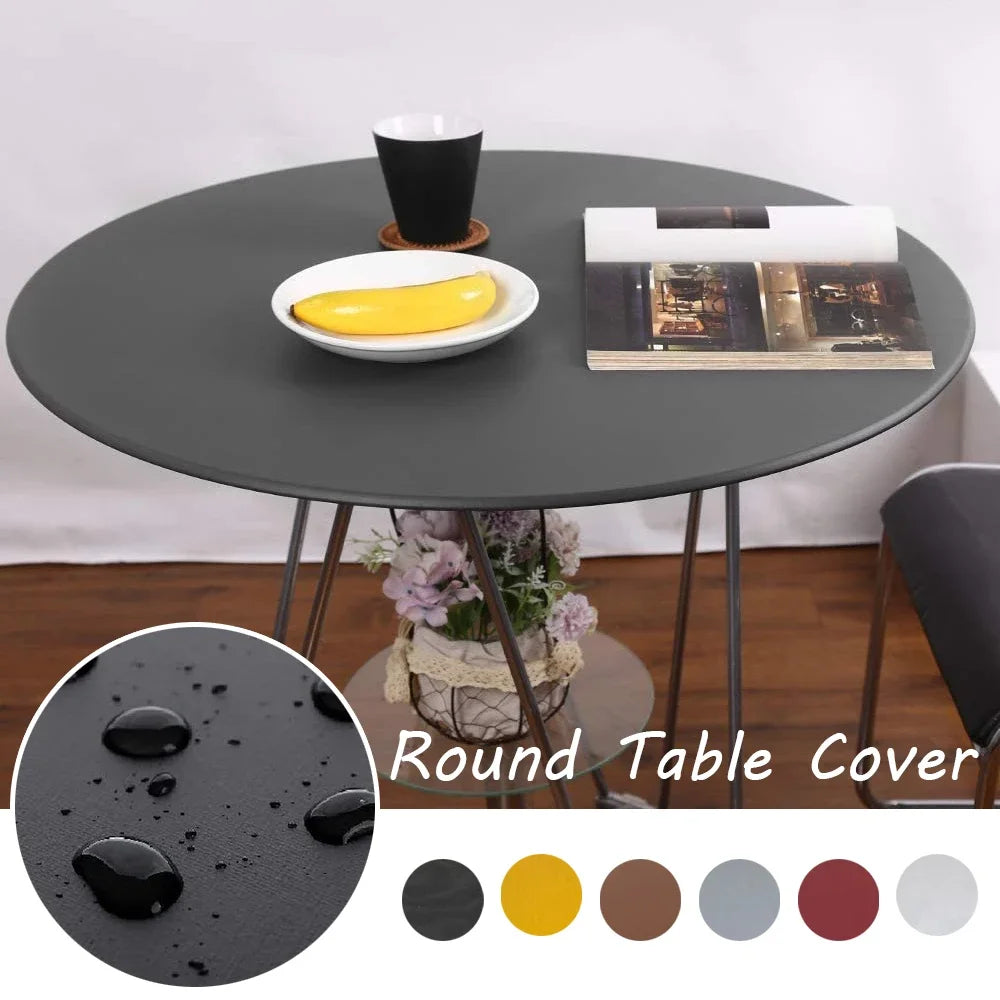 Couverture de Table ronde élastique, 1 pièce, tissu de protection, nappe en Polyester imperméable, couverture de Table ajustée pour restauration avec bords élastiques Housse de France