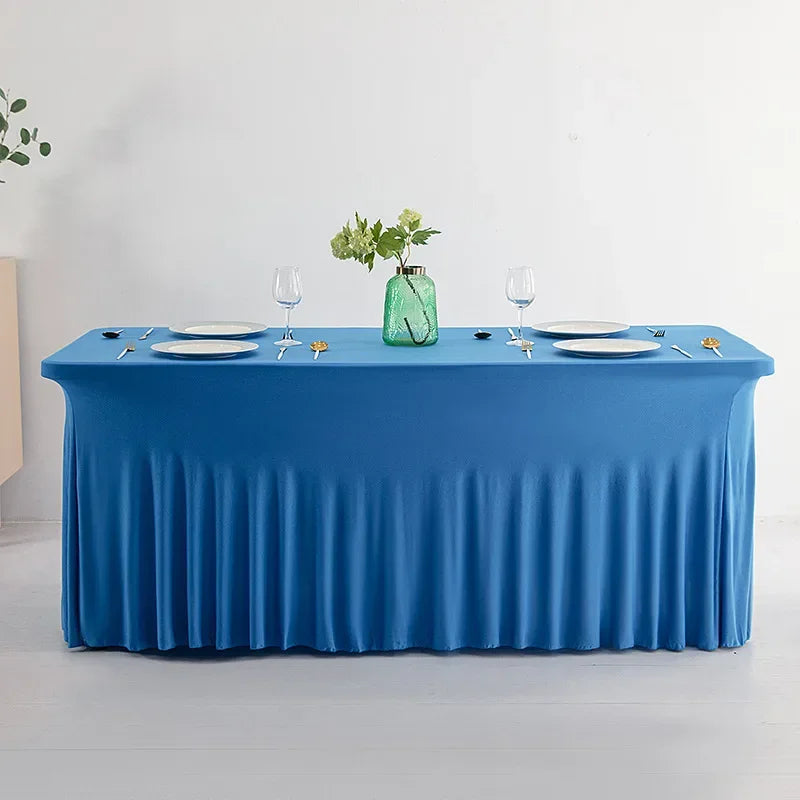 Jupes de Table rectangulaires en Spandex, couverture de Table ajustée de 6 pieds, tissu résistant aux rides pour décoration de fête d'anniversaire de mariage en hôtel Housse de France