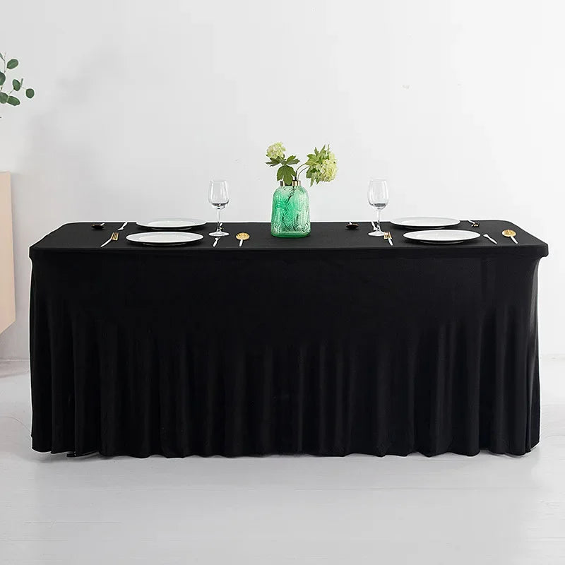 Jupes de Table rectangulaires en Spandex, couverture de Table ajustée de 6 pieds, tissu résistant aux rides pour décoration de fête d'anniversaire de mariage en hôtel Housse de France