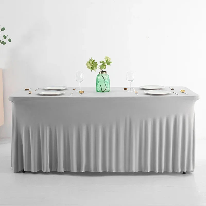 Jupes de Table rectangulaires en Spandex, couverture de Table ajustée de 6 pieds, tissu résistant aux rides pour décoration de fête d'anniversaire de mariage en hôtel Housse de France