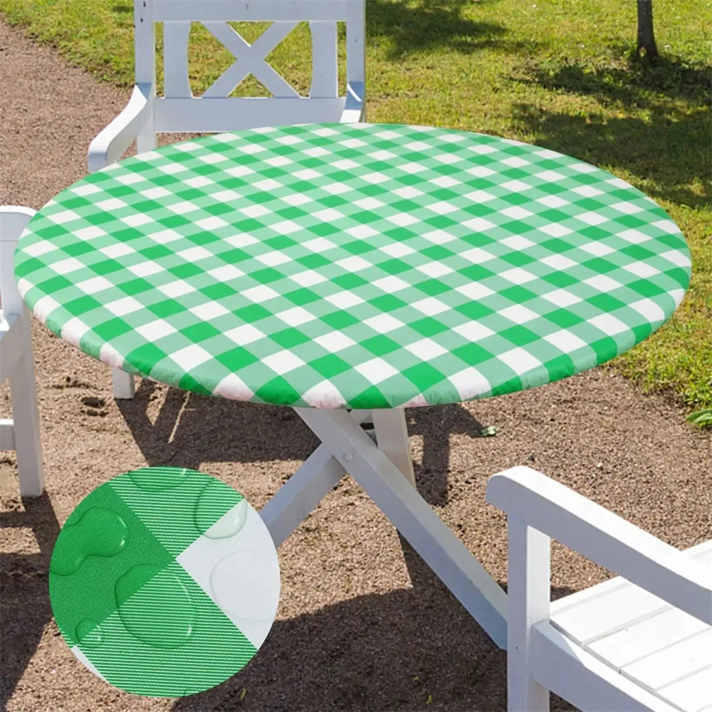Kitinjoy-Nappe de Table Ronde Ajustée en Vinyle, Couverture artificiel astique Imperméable, Décoration de Maison, Pique-Nique, Camping, Plein Air Housse de France
