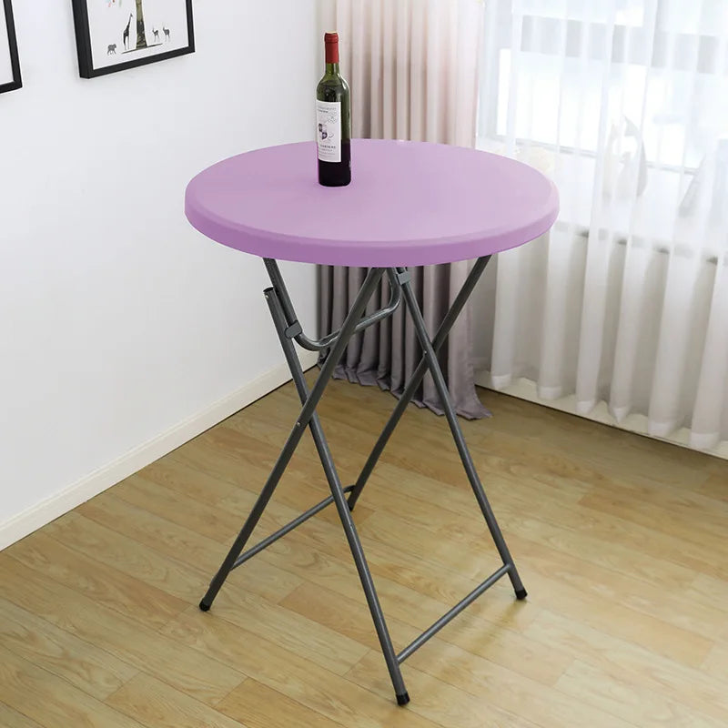 Nappe de Table ronde ajustée de couleur blanche, couverture de Table de Cocktail en Spandex, décoration de Table de Bar haut, extensible élastique résistant aux taches Housse de France