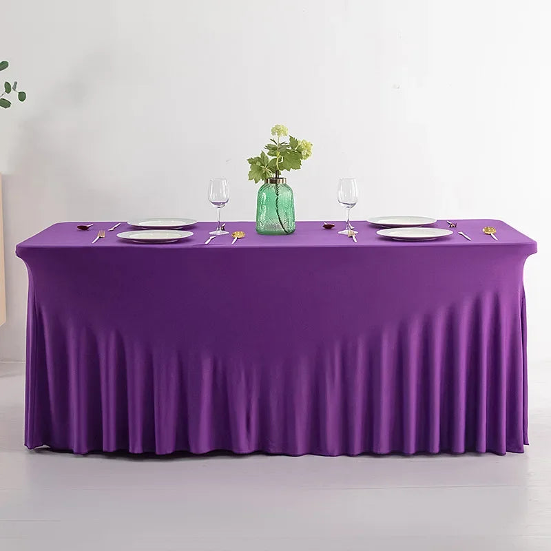 Jupes de Table rectangulaires en Spandex, couverture de Table ajustée de 6 pieds, tissu résistant aux rides pour décoration de fête d'anniversaire de mariage en hôtel Housse de France