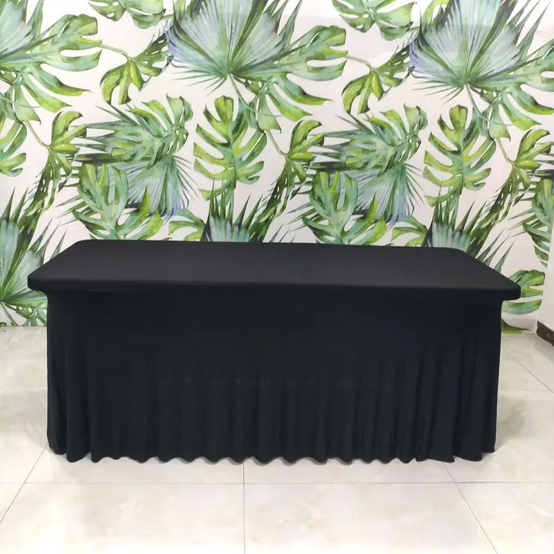 Jupes de Table rectangulaires en Spandex, couverture de Table ajustée de 6 pieds, tissu résistant aux rides pour décoration de fête d'anniversaire de mariage en hôtel Housse de France