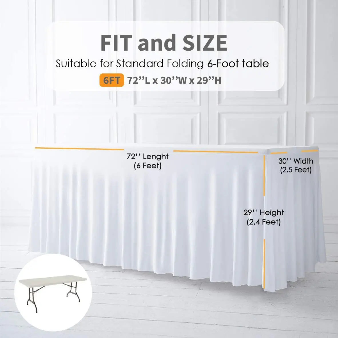 Jupes de Table rectangulaires en Spandex, couverture de Table ajustée de 6 pieds, tissu résistant aux rides pour décoration de fête d'anniversaire de mariage en hôtel Housse de France