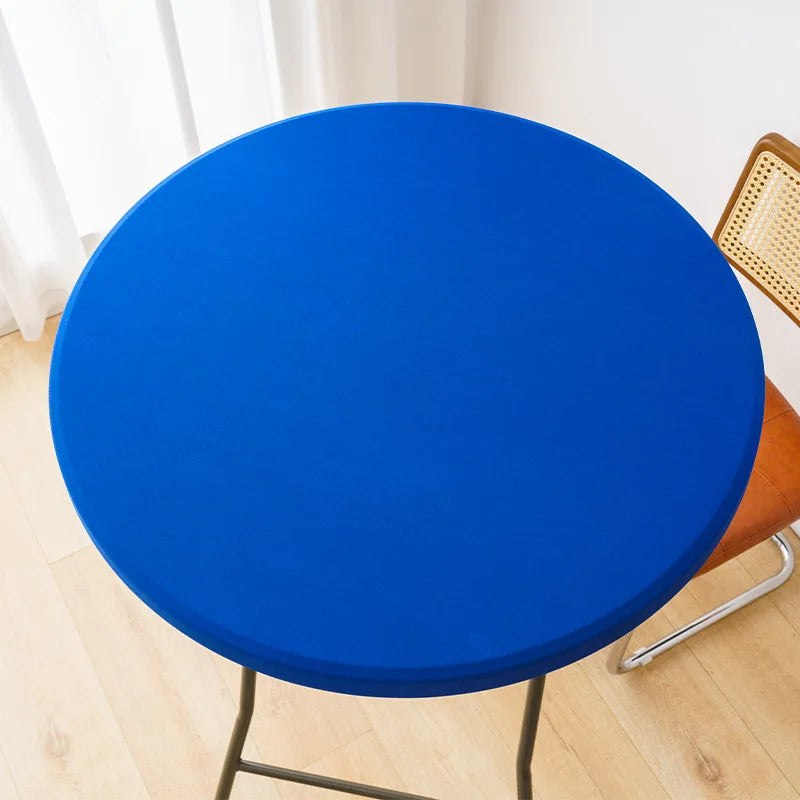 Nappe de Table ronde ajustée de couleur blanche, couverture de Table de Cocktail en Spandex, décoration de Table de Bar haut, extensible élastique résistant aux taches Housse de France