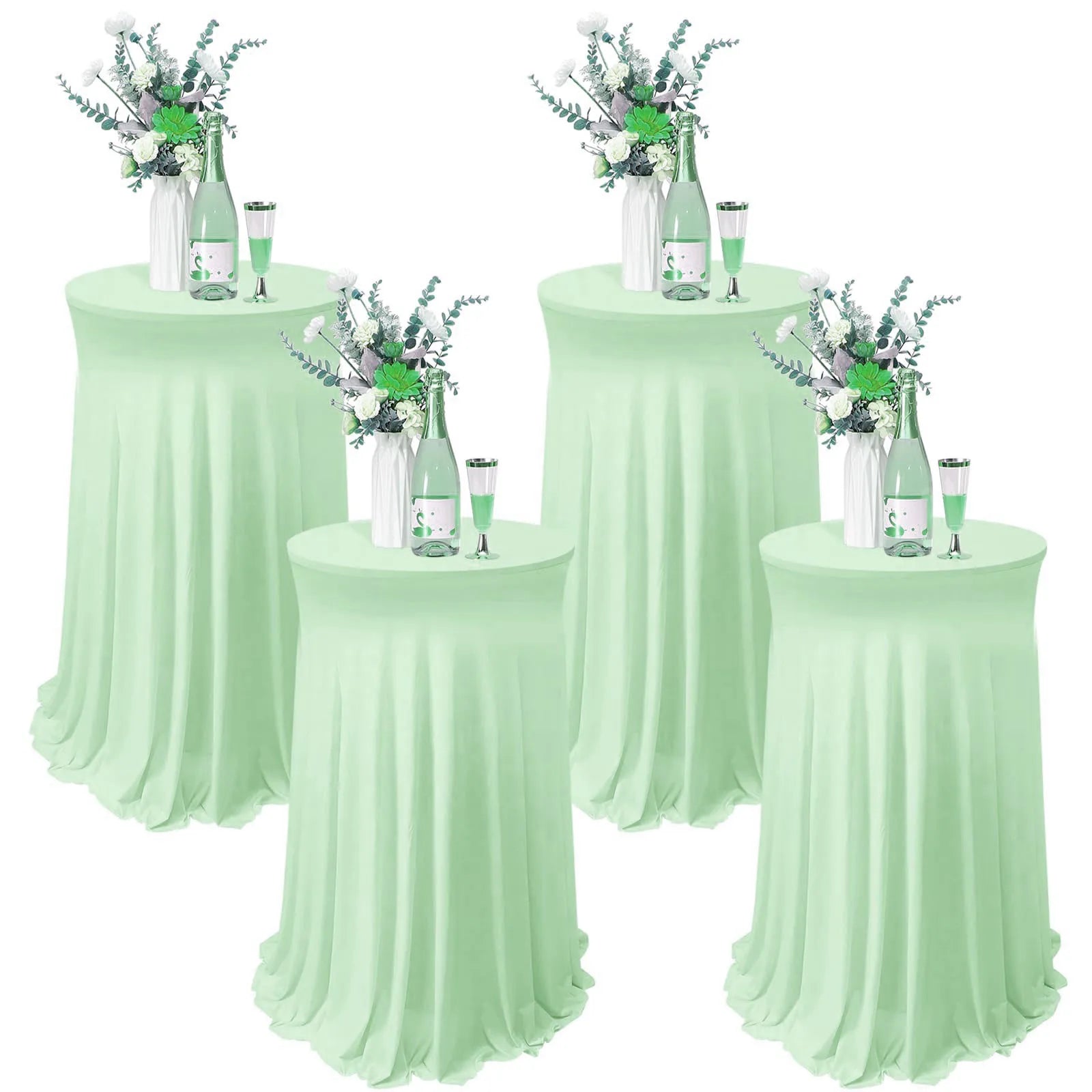 Jupe de Table extensible blanche, 1 pièce, couverture de Table pour hôtel, conférence, Cocktail, Bar, ronde, couleur unie, bordure croisée, décor de Banquet Housse de France