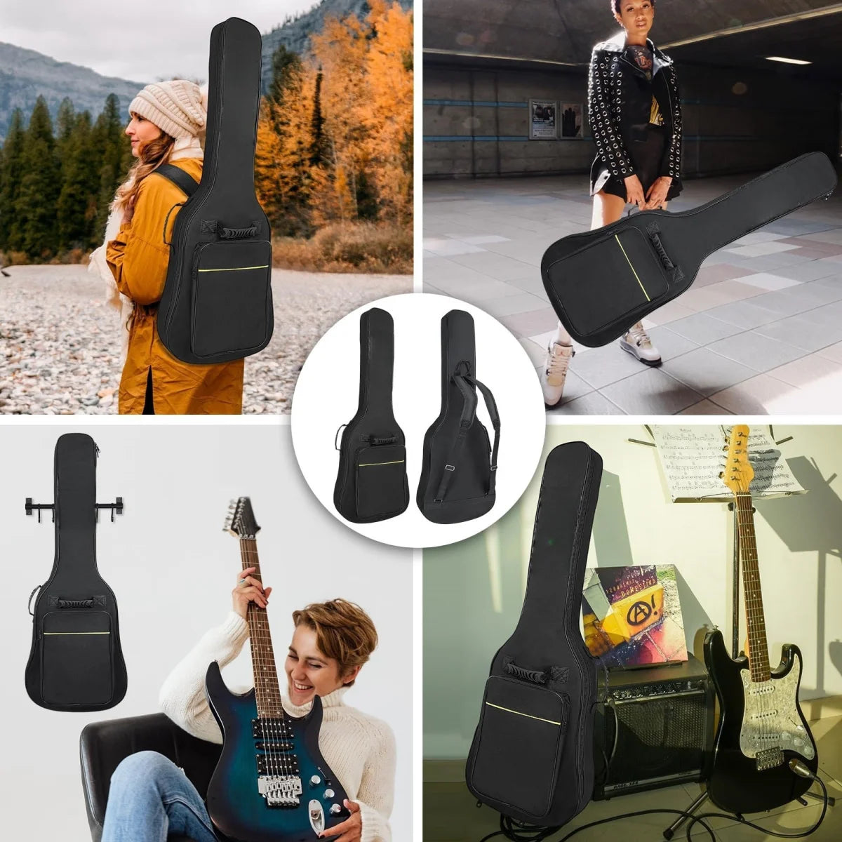 Miwayer – sac de transport pour guitare électrique, étui noir/tissu Oxford imperméable/double bretelles, sac de guitare/pour accessoires de guitare Housse de France