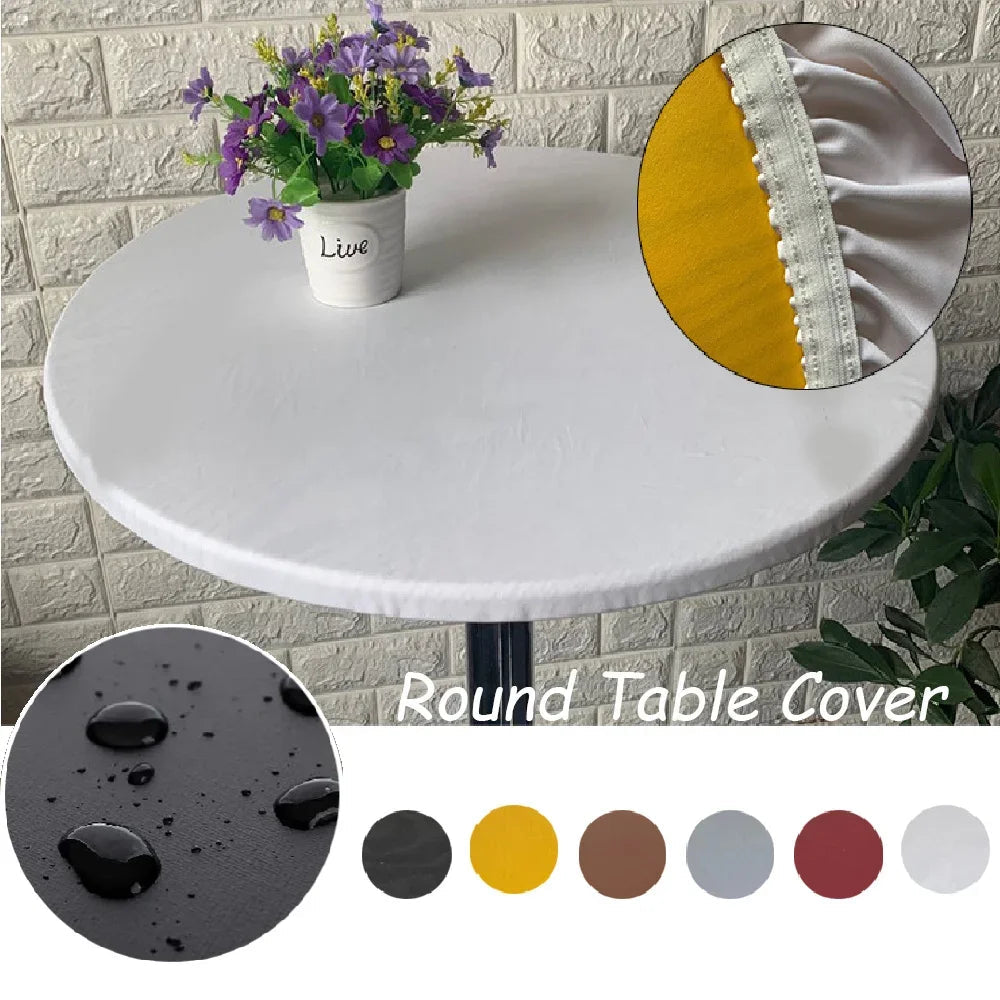 Couverture de Table ronde élastique, 1 pièce, tissu de protection, nappe en Polyester imperméable, couverture de Table ajustée pour restauration avec bords élastiques Housse de France