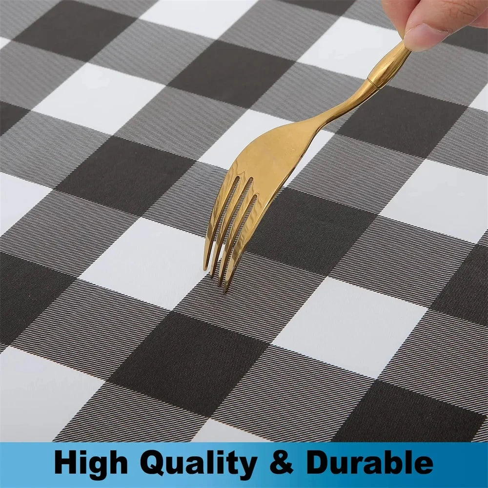 Kitinjoy-Nappe de Table Ronde Ajustée en Vinyle, Couverture artificiel astique Imperméable, Décoration de Maison, Pique-Nique, Camping, Plein Air Housse de France