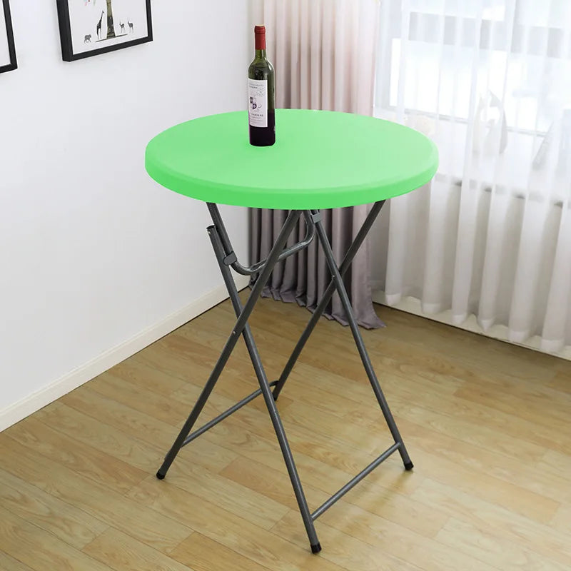Nappe de Table ronde ajustée de couleur blanche, couverture de Table de Cocktail en Spandex, décoration de Table de Bar haut, extensible élastique résistant aux taches Housse de France