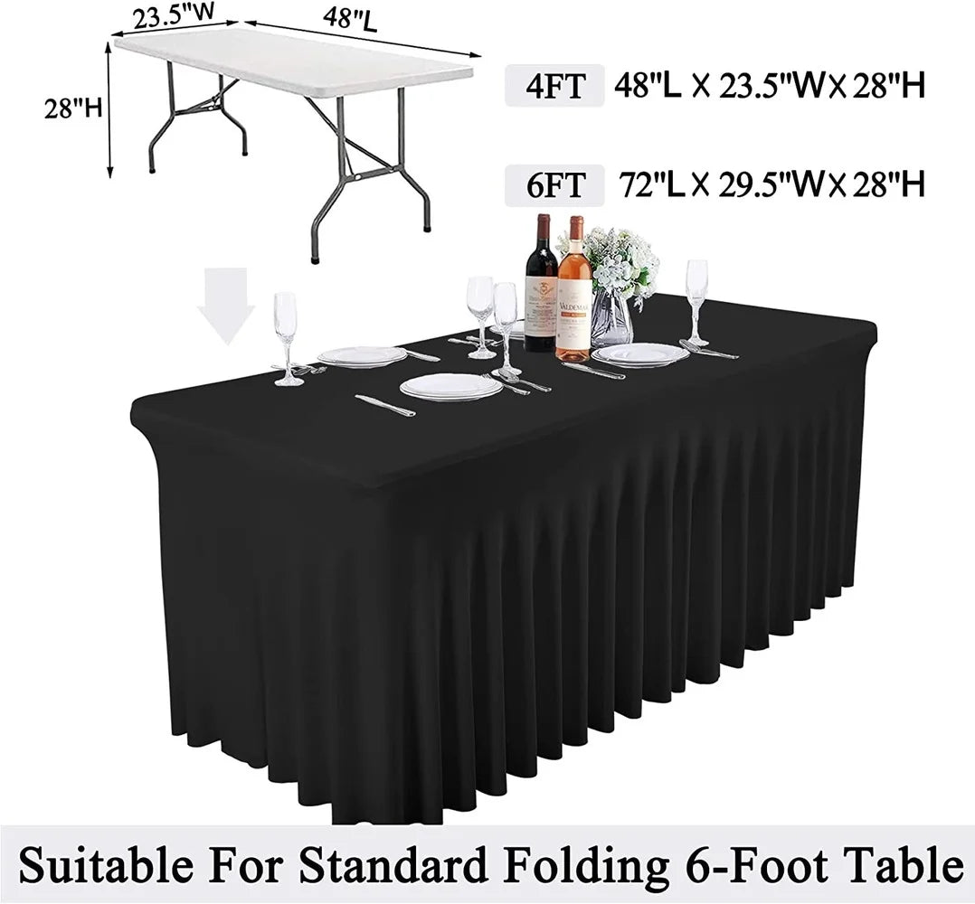 Jupes de Table rectangulaires en Spandex, couverture de Table ajustée de 6 pieds, tissu résistant aux rides pour décoration de fête d'anniversaire de mariage en hôtel Housse de France
