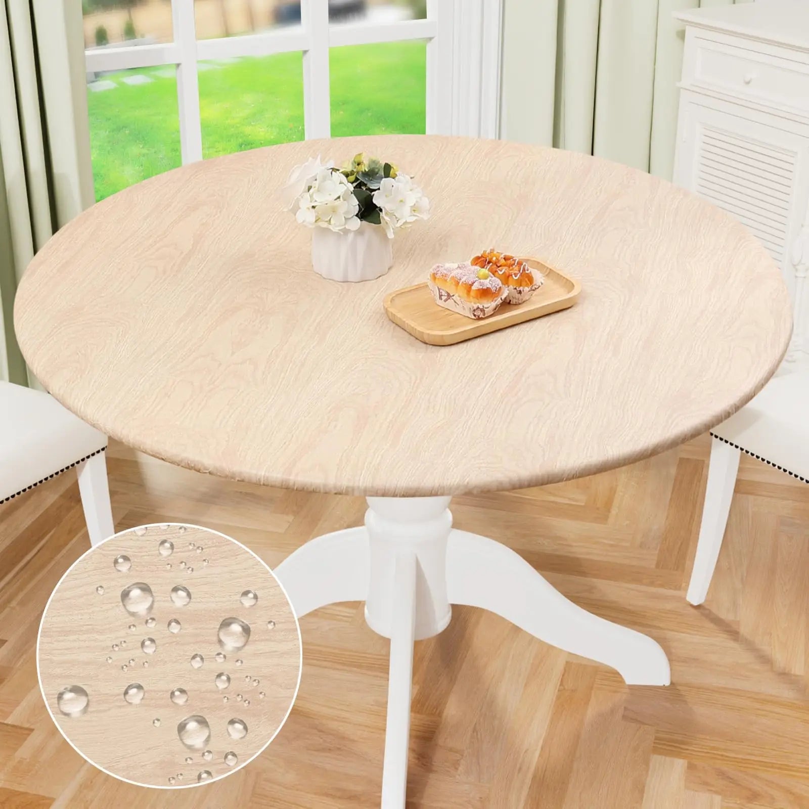 Olanly – nappe ronde élastique ajustée en flanelle, couverture de Table en vinyle imperméable et essuyable pour Table à manger et Camping Housse de France