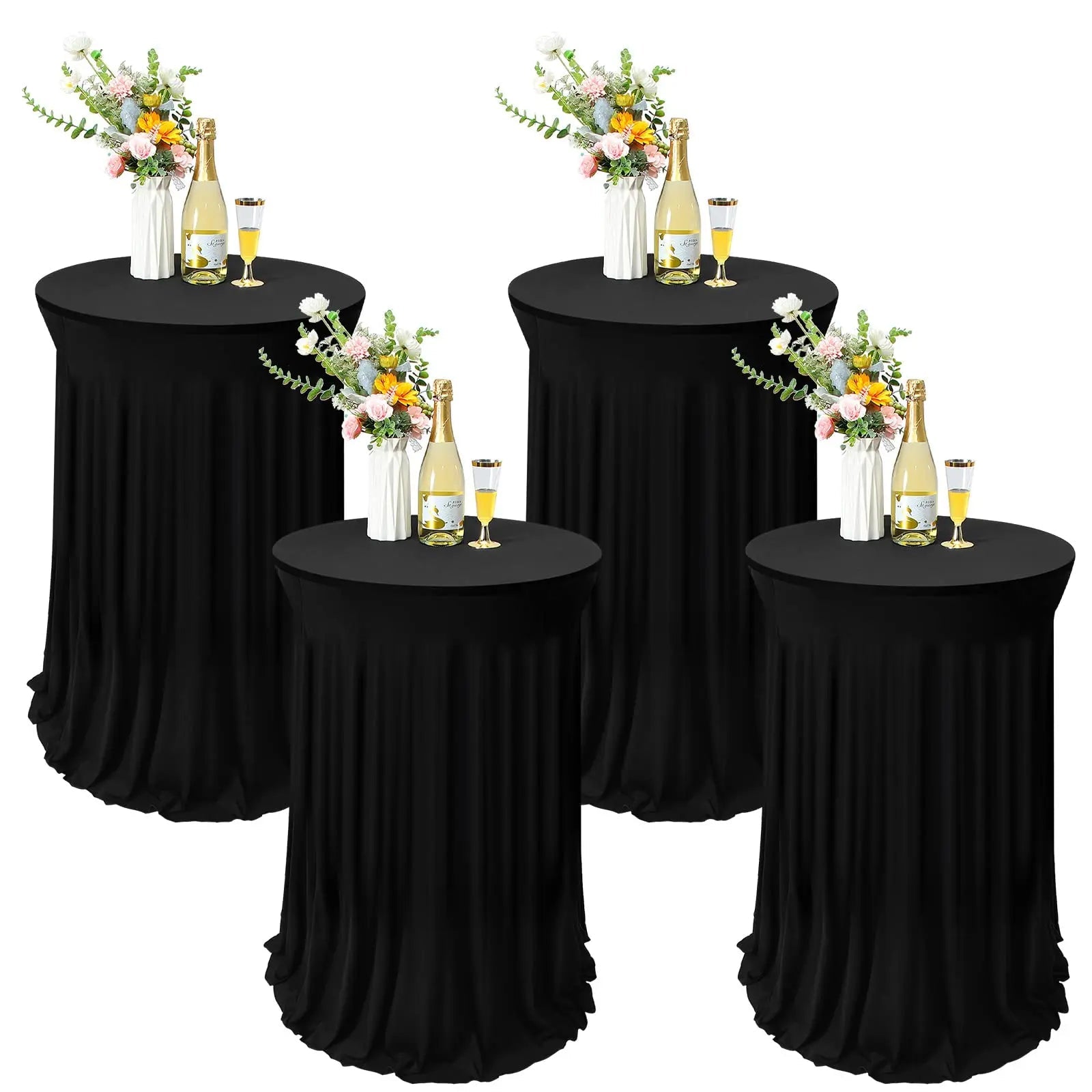Jupe de Table extensible blanche, 1 pièce, couverture de Table pour hôtel, conférence, Cocktail, Bar, ronde, couleur unie, bordure croisée, décor de Banquet Housse de France