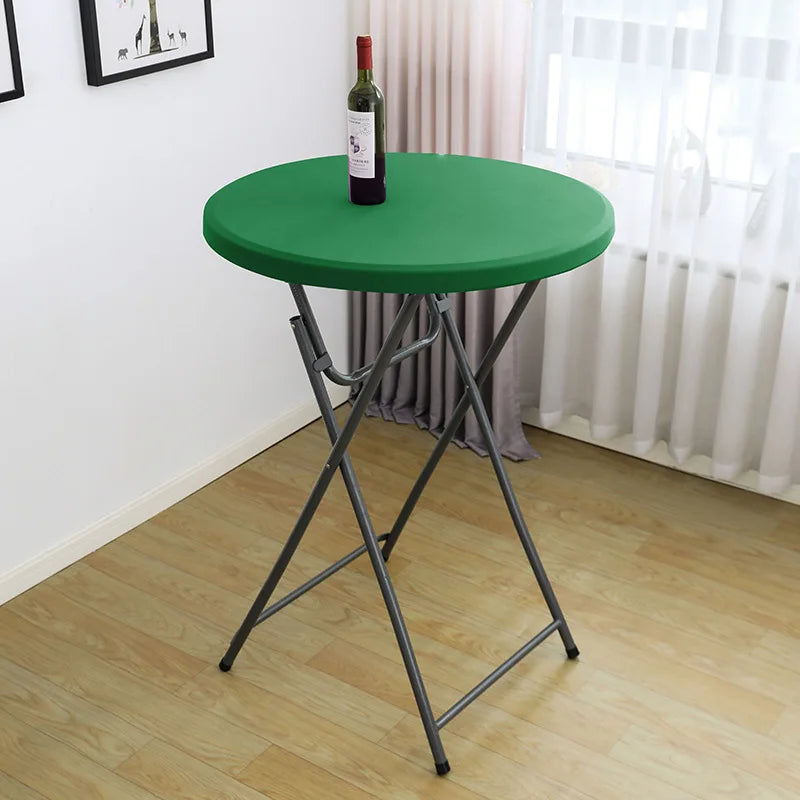 Nappe de Table ronde ajustée de couleur blanche, couverture de Table de Cocktail en Spandex, décoration de Table de Bar haut, extensible élastique résistant aux taches Housse de France