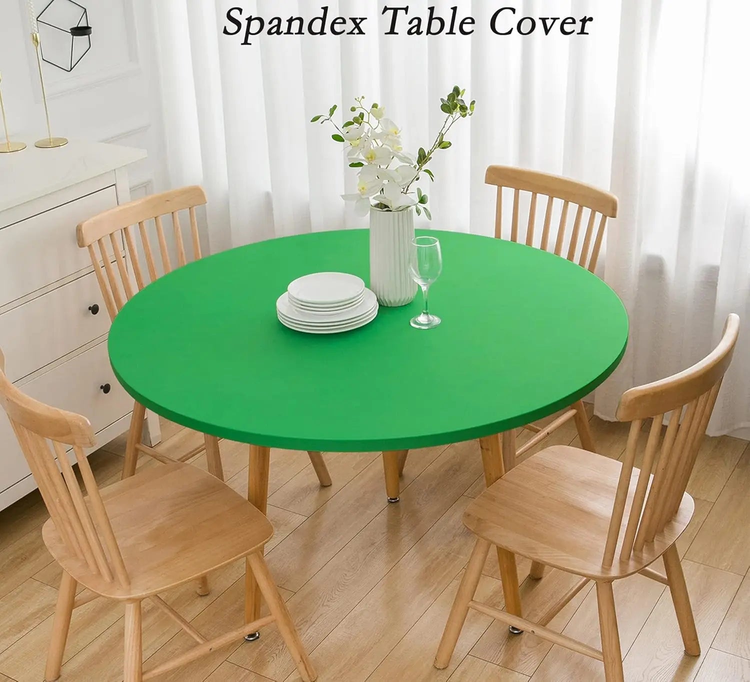 Nappe de Table ronde ajustée de couleur blanche, couverture de Table de Cocktail en Spandex, décoration de Table de Bar haut, extensible élastique résistant aux taches Housse de France