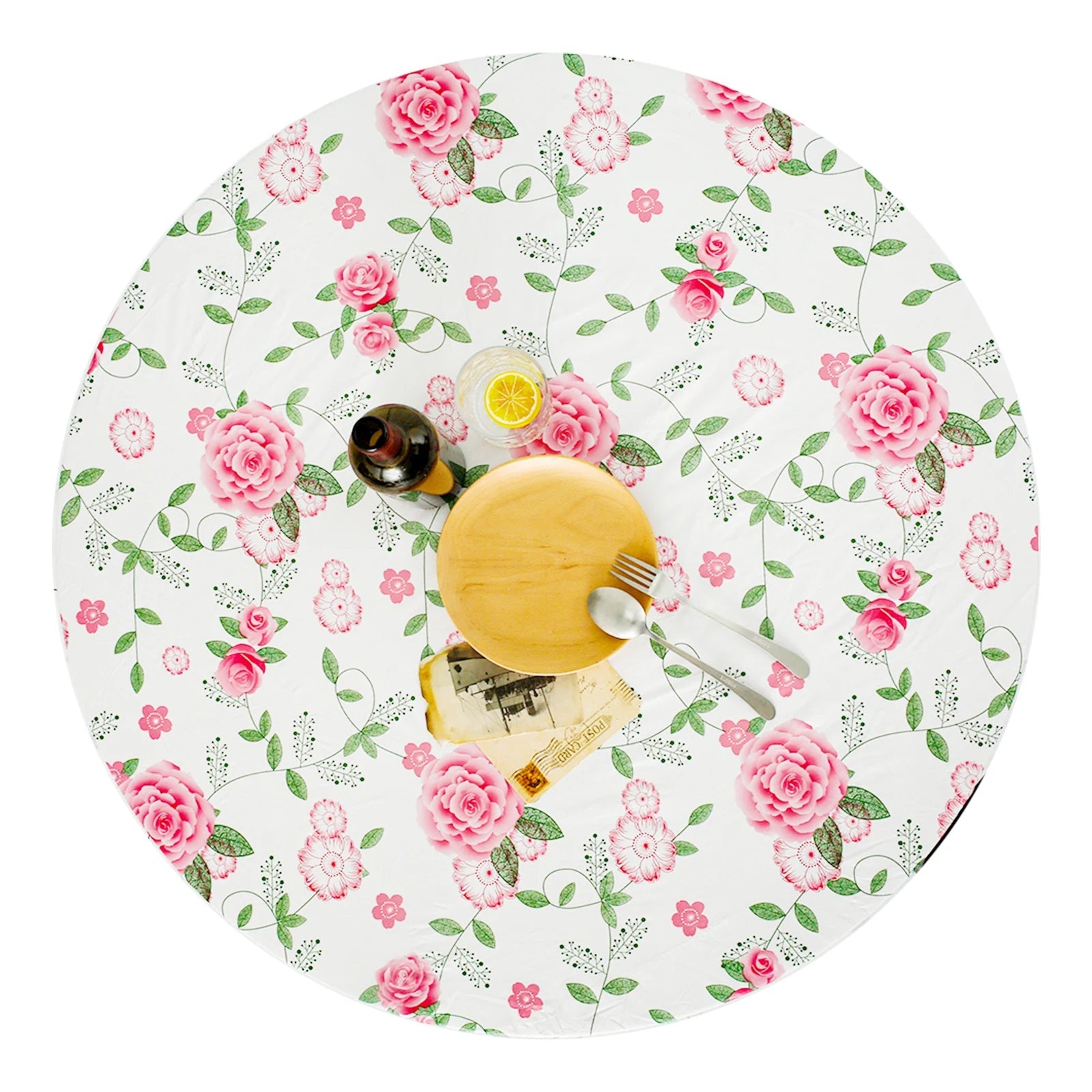 Nappe ronde en vinyle ajustée, nappe élastique durable pour noël, anniversaire, fête de mariage, décoration de salle à manger à domicile Housse de France