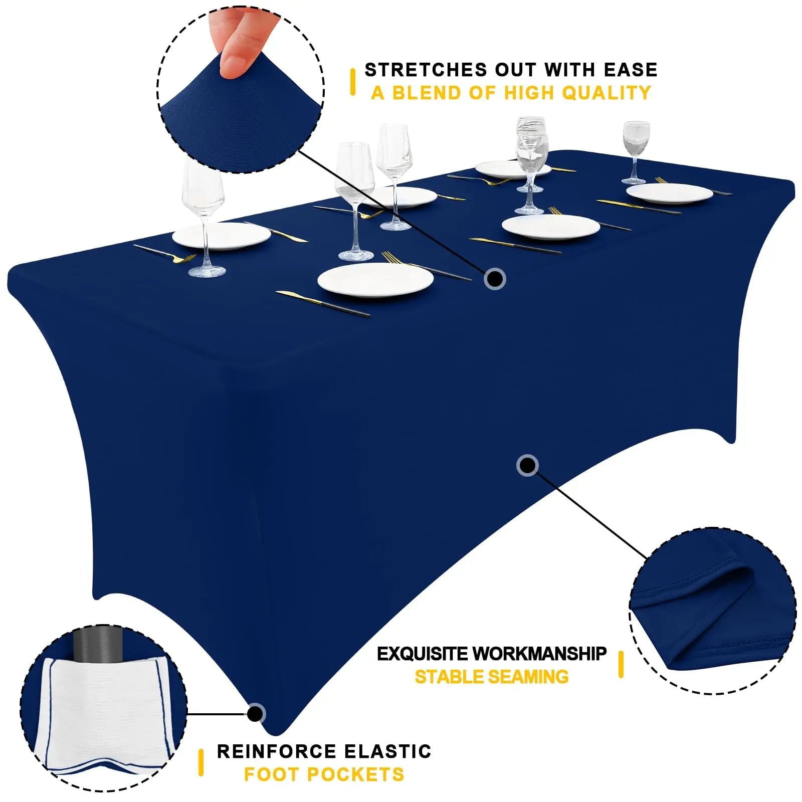 Olanly-Nappes élastiques lavables en machine, couvre-table en spandex, réutilisable, pour table d'extérieur, pour fêtes de mariage et de Noël Housse de France