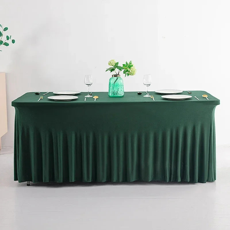 Jupes de Table rectangulaires en Spandex, couverture de Table ajustée de 6 pieds, tissu résistant aux rides pour décoration de fête d'anniversaire de mariage en hôtel Housse de France